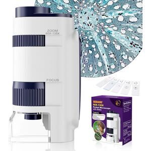 Bebang Pocket Microscope with Slides 60X-135X LED Light NIB